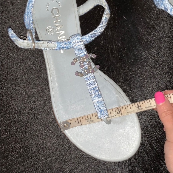 Chanel Fantasy Tweed CC Light Blue Sandals, 37.5 C - Picture 8 of 14